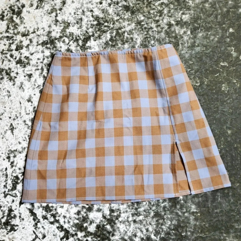 Sunday‎ Best Plaid Blue/Tan Mini Skirt